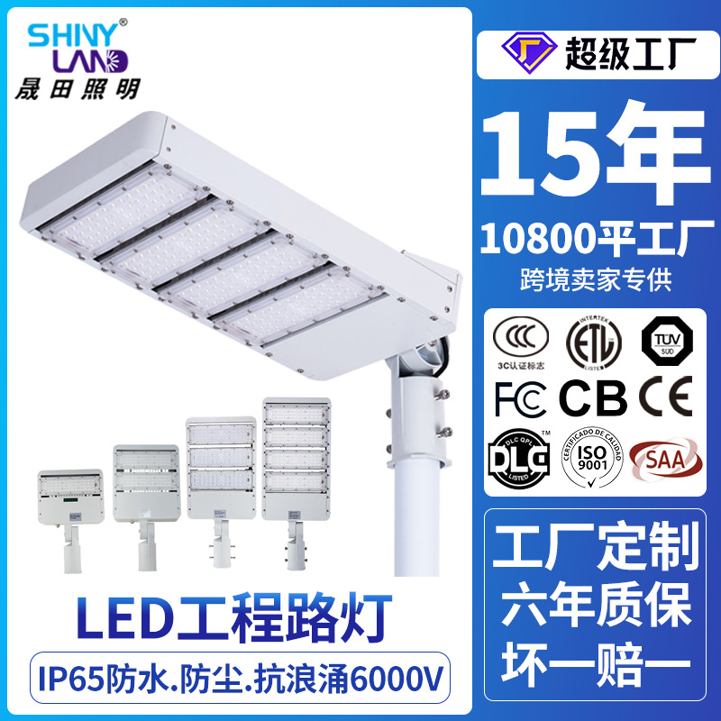 新款LED户外防水市电城市道路照明灯50W200W可调节路灯庭院照明灯