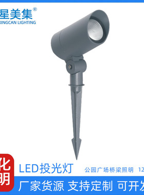 LED户外投光灯20W30W防眩光0-10V调光爆亮景观亮化工程插地照灯
