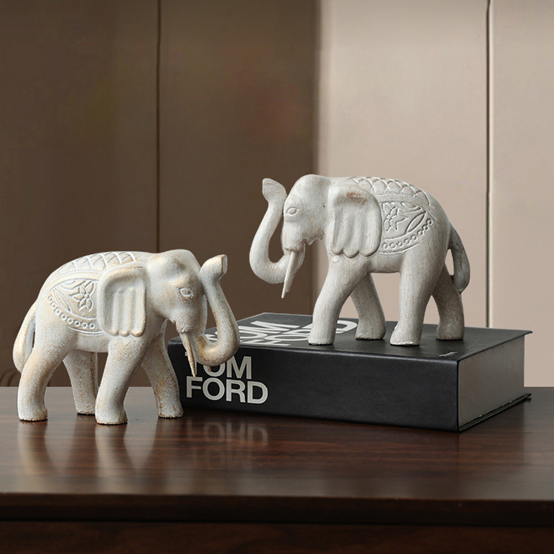 北欧简约木质工艺大象动物摆件家居玄关电视柜书柜办公室桌面装饰