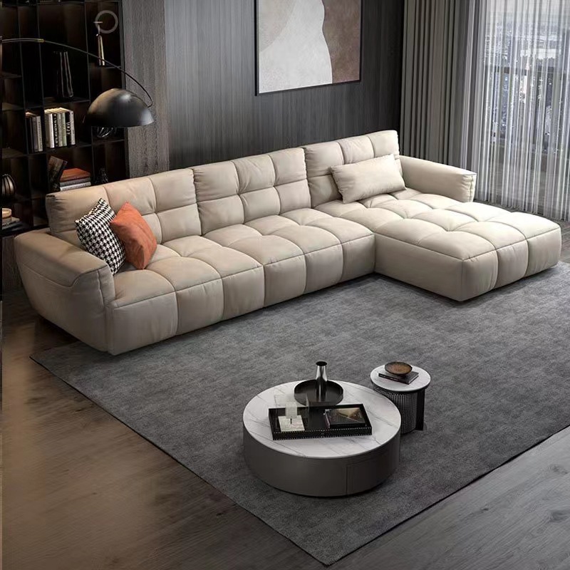 北欧豆腐块抗污科技布防菌现代简约客厅布艺大小户型直排贵妃沙发