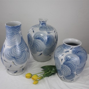 陶瓷花瓶青花瓷新中式 插花摆件客厅轻奢高级感水养芍药陶罐复古风