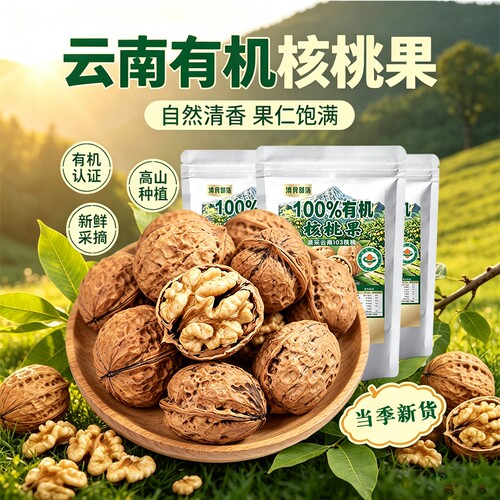 云南薄皮核桃高山纸皮有机核桃果