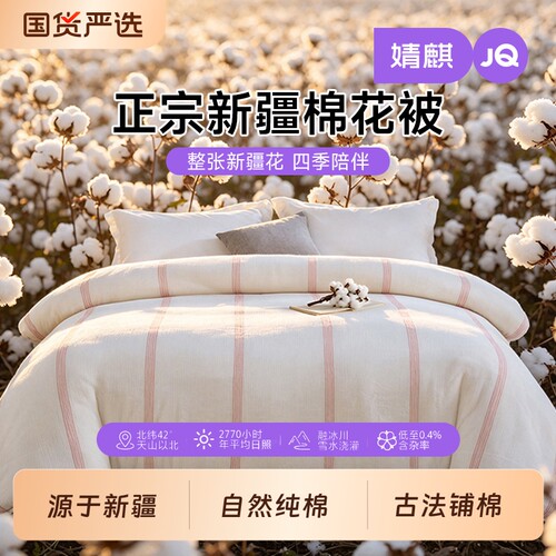 JQ婧麒新疆一级长绒棉花被纯棉全棉手工棉絮春秋被芯加厚冬被子