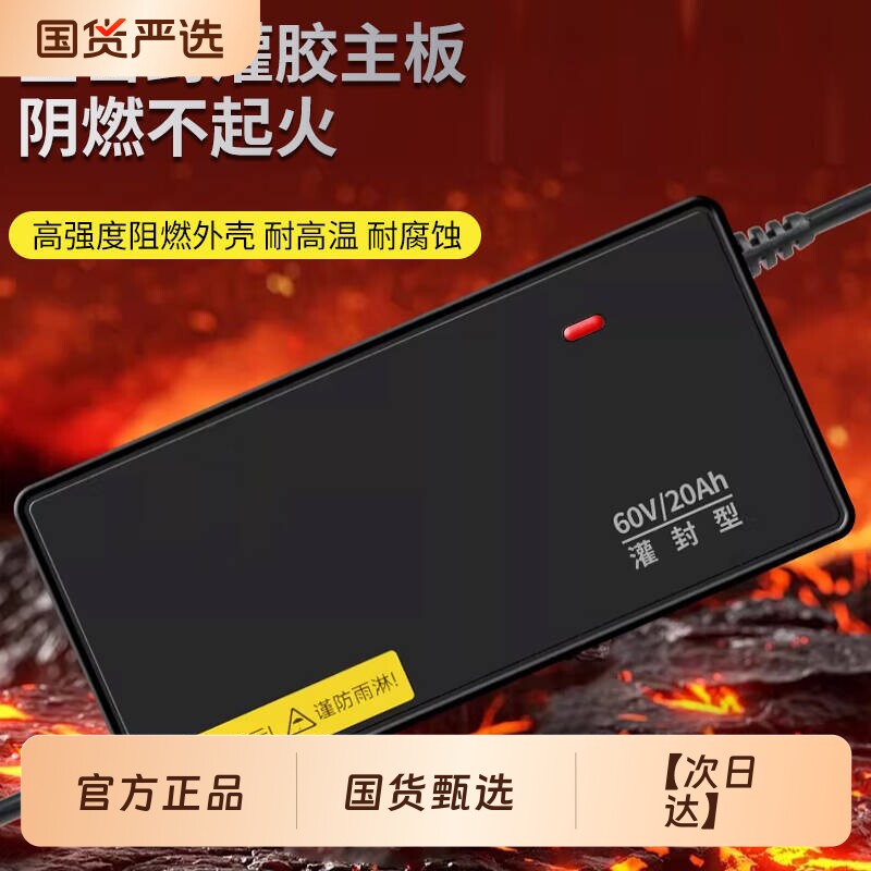 适配新大洲电动车充电器防水电瓶48V12AH60V20安72伏32铅酸石墨烯