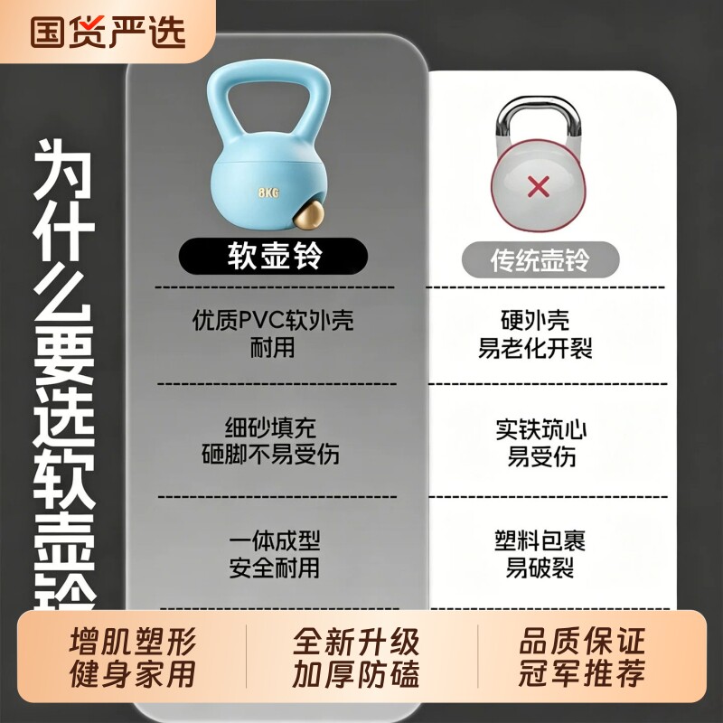 壶铃男士健身家用器材10kg健身球提壶哑铃甩瘦肚子铃壶深蹲通用
