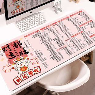 卡通文字鼠标垫超大号快捷键办公五笔字根电脑护腕键盘男女书桌垫