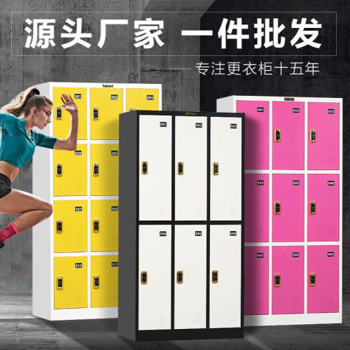 彩色更衣柜铁皮柜员工储物柜带锁存包柜健身房换衣柜感应锁寄存柜