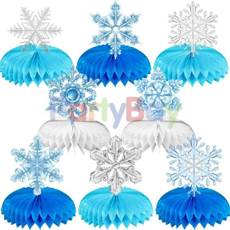 莱派莱派雪花主题生日桌面装饰摆台蜂窝摆台生日派对装饰用品派对图片