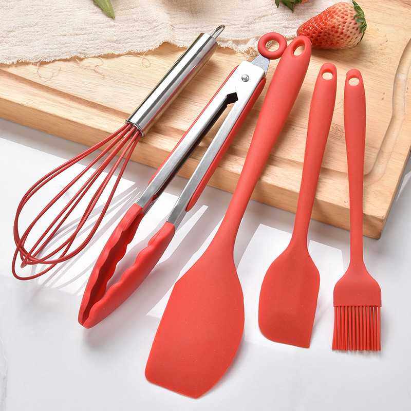 厨房家用硅胶五件套耐高温 不锈钢硅胶打蛋器食品夹 硅胶油刷刮刀,厨房/烹饪用具,烧烤刷,淘宝优惠券,粉丝福利购,淘宝优惠卷