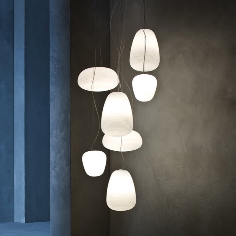 简约现代客厅卧室餐厅灯创意个性艺术螺纹白色玻璃北欧吧台装饰
