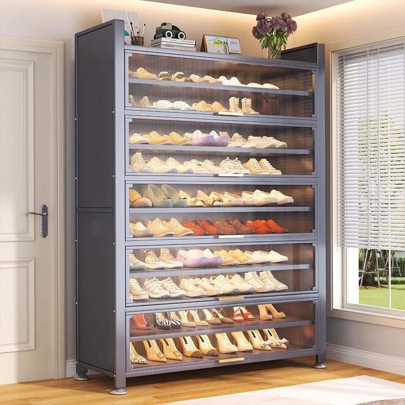 钢制防尘鞋柜家用门口多层玄关柜大容量储物柜入户上翻门多层鞋架