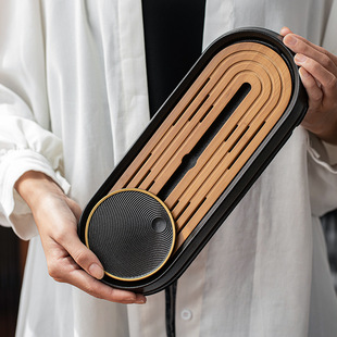 黑陶茶盘竹制储水式干泡小茶台陶瓷办公室家用日式迷你简约托盘