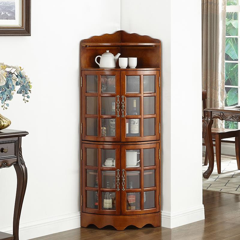 实木角柜转角柜简约欧式墙角柜客厅转角置物架酒柜边柜拐角柜靠墙