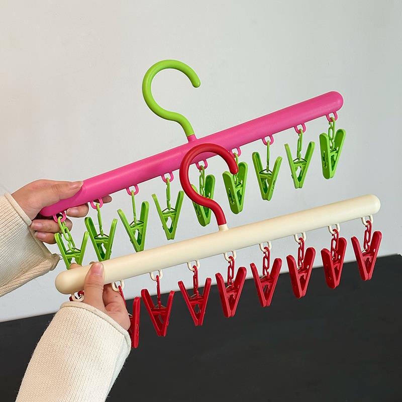 多巴胺袜子晾晒架家用阳台多功能防风学生宿舍晾衣架帽子内衣夹子