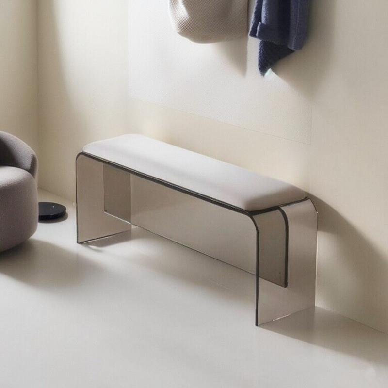 轻奢亚克力床尾凳现代现代意式别墅卧室软包布艺换鞋凳长凳