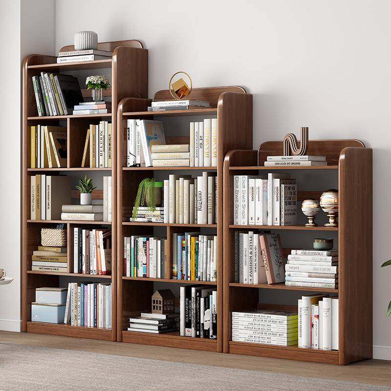 实木书架落地置物架简约家用靠墙中学生小书柜儿童书本多层收纳层
