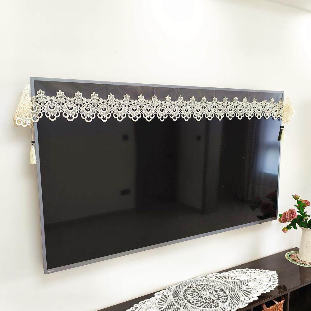 网纱蕾丝电视机防尘盖布开机不取电视遮盖布盖巾高级感电视防尘罩