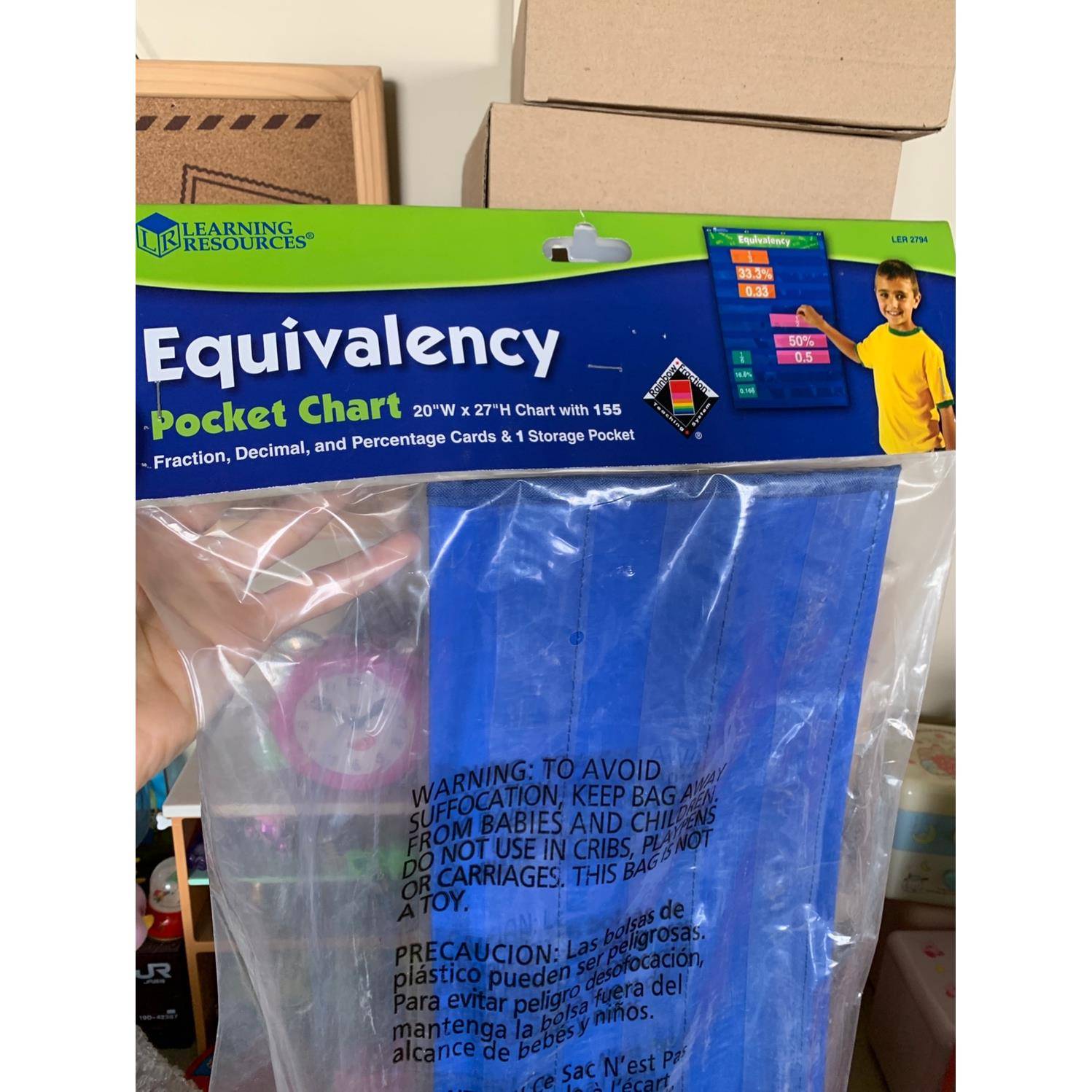 儿童分数百分数小数等量换算学习教具学具卡片收纳整理储物挂袋