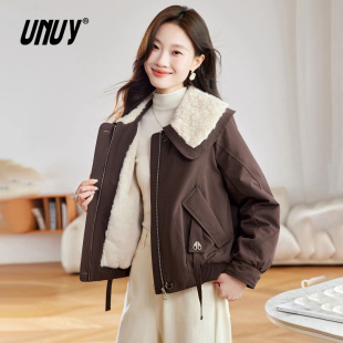 翻领短外套女2025秋冬新款 加绒加厚拼接洋气百搭保暖派克服上衣女