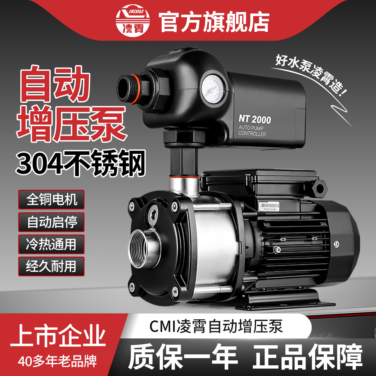 凌霄不锈钢全自动增压泵家用水泵