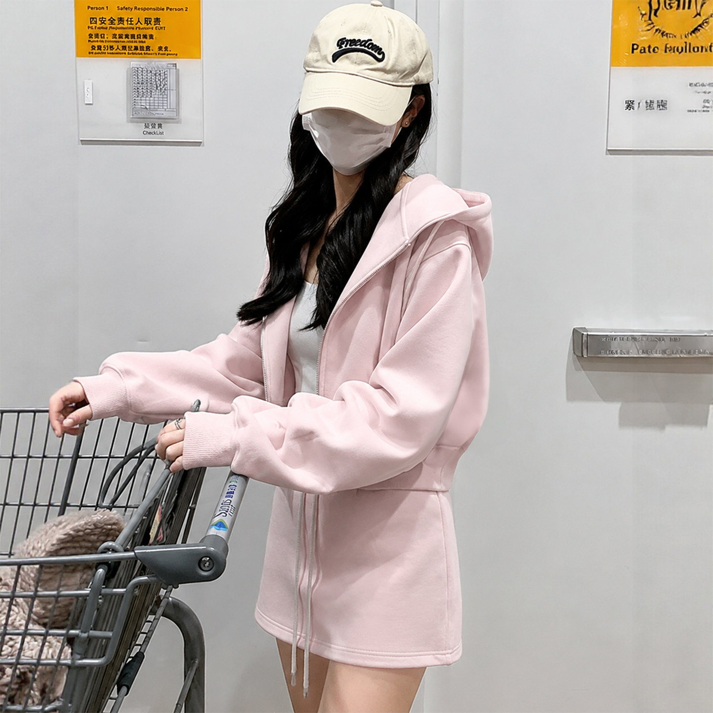 卫衣外套连帽女款粉色韩系短款秋图片