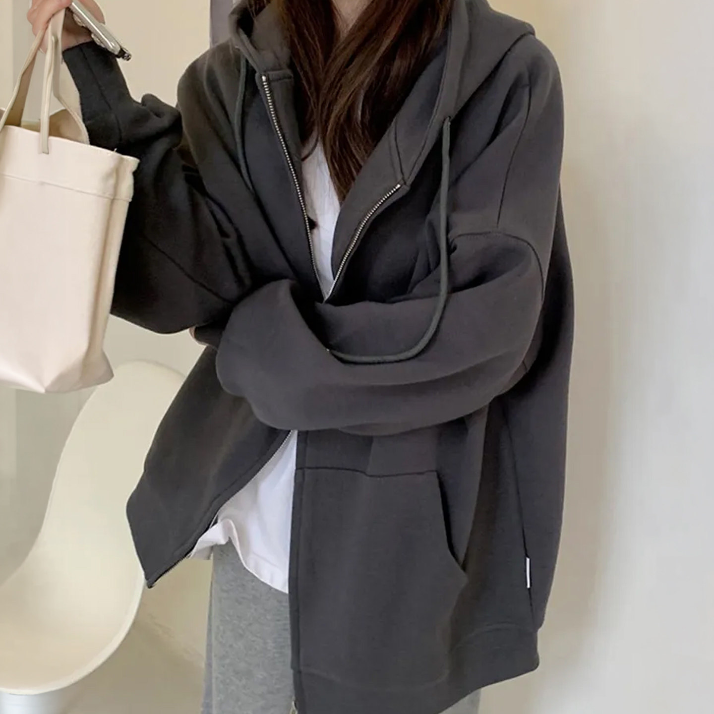 深灰卫衣外套女2026新款秋季上衣图片