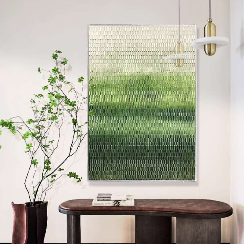 手绘立体布艺绿色系装饰画玄关挂画客厅亚克力设计师餐厅抽象画图片