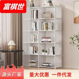 简易书架家用落地双排儿童整理置物架多层收纳储物柜防尘书柜