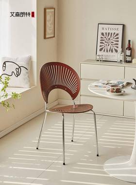 Eisen Langli斯堪的纳维亚实木壳椅子，餐椅，家背凳，覆古太阳椅