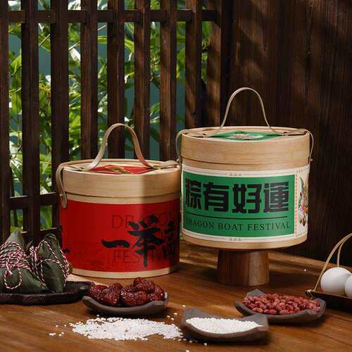 蒸蒸日上绿色直径20x高16圆盒粽子盒HJ50204(18)