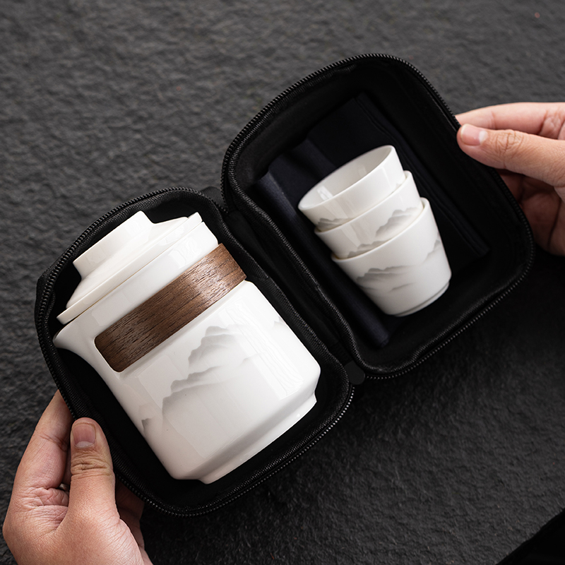 便携式旅行茶具套装户外一人独饮一壶三杯快客杯茶具外出行携带包