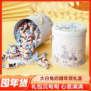 新货上海大白兔奶糖怀旧小铁盒礼盒伴手礼大礼包迪士尼棒棒糖零食