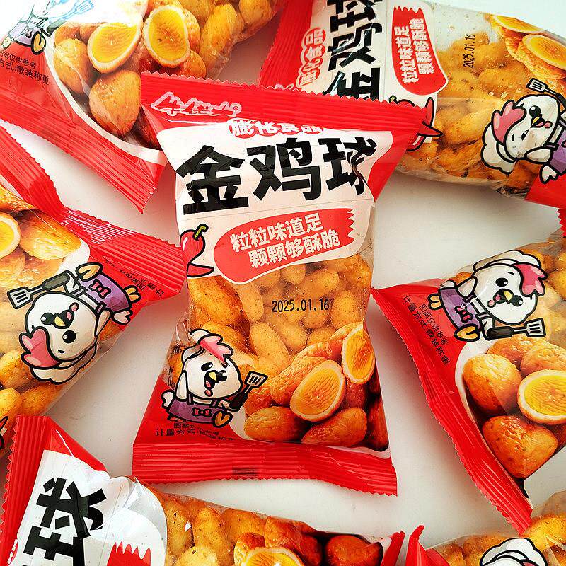 新货牛佬大金鸡球膨化零食