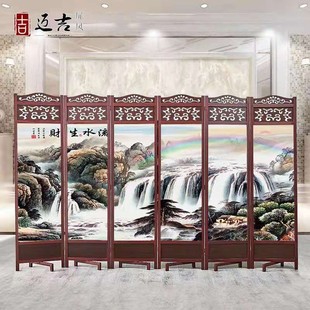 折屏玄关 现代简约实木屏风隔断卧室客厅酒店办公室折叠移动中式