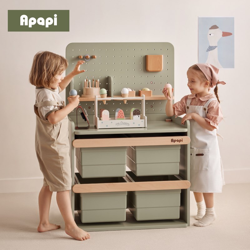 Apapi洞洞板diy挂板置物架木质墙板入户玄关墙上书架幼儿园展示架