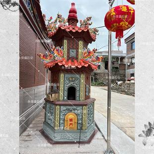 石头炮池烧金炉香炉烛台须弥座青石浮雕佛台加圆柱石墩石窗佛座