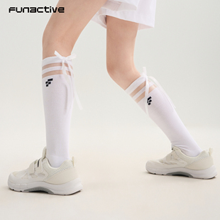 funactive儿童运动长筒袜女童小腿袜四季款防臭透气袜网球运动袜