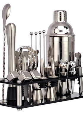 新款黑色亚克力套装 鸡尾酒调酒器酒吧工具20件套 CG1226