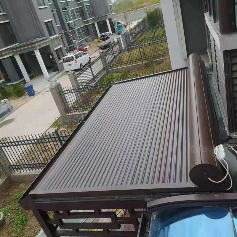 铝合金天幕阳光房屋顶外墙翻板 遮阳隔热天棚帘电动遥控 厂家供应