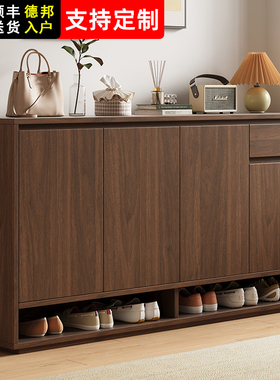 实木鞋柜家用门口收纳架靠墙一体入户室内新款2025定制走廊楼道外