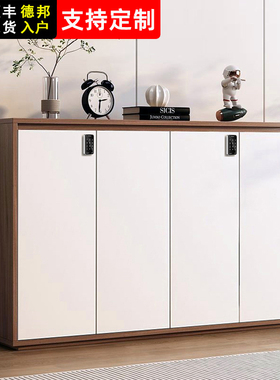 实木鞋柜带密码锁家用门口外楼道电梯走廊入户一体靠墙大容量鞋架