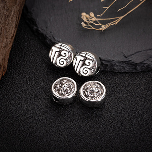 厂家直销本运年个性藏银饰品配件合金福字小猪大孔珠