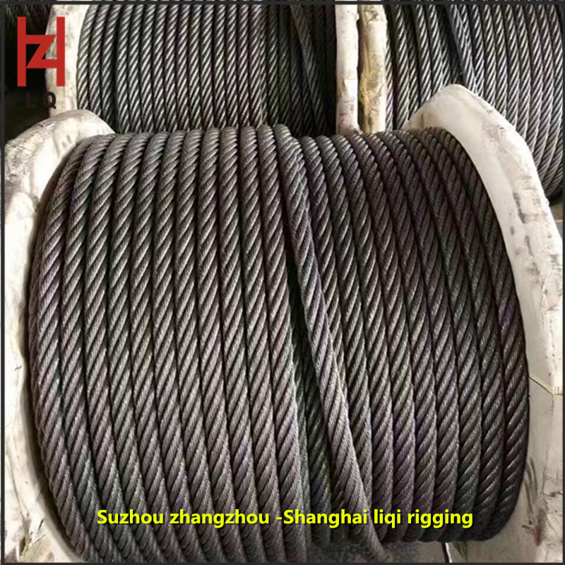 张周厂家现货供应34mm起重钢丝绳 光面油丝绳 起重吊装卷扬钢丝绳