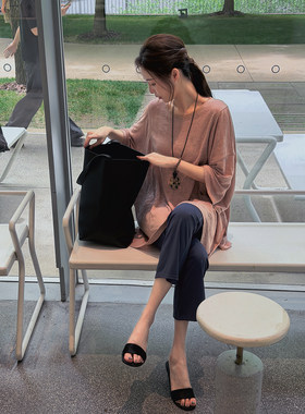 7SEVEN 沙影 松弛风亚麻肌理短袖T恤女夏季休闲显瘦上衣8215