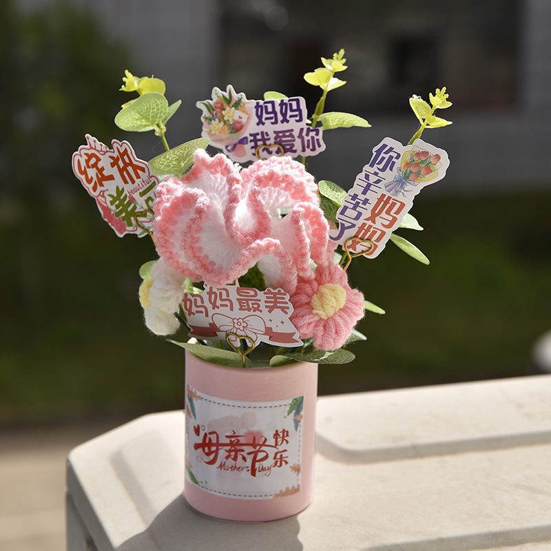 母亲节康乃馨抱抱桶桌面摆件