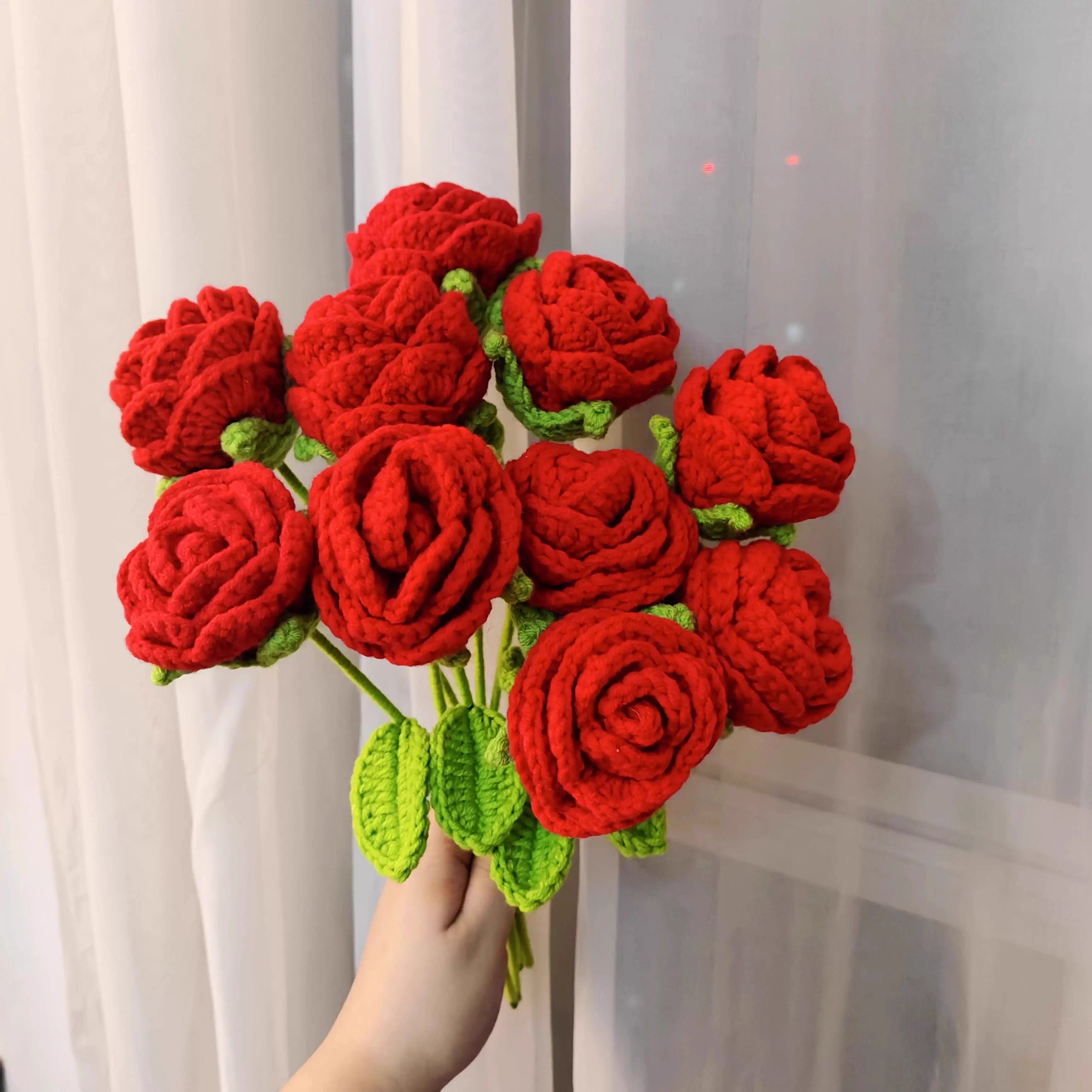 奇威狼手工編織玫瑰花情人節禮物