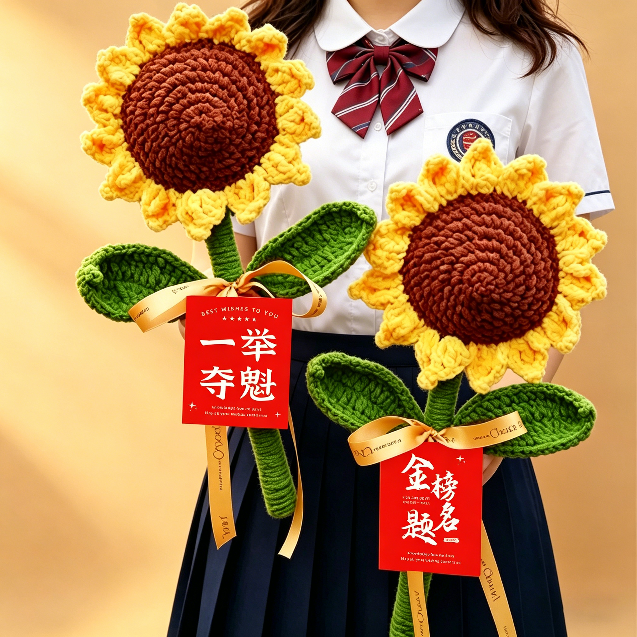 毕业季手工编织向日葵花束礼物