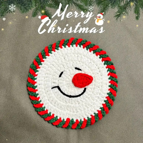 圣诞老人雪人苹果针织杯垫