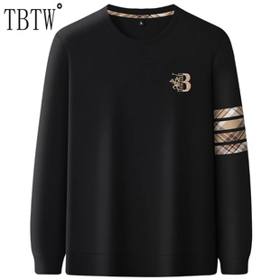 长袖 新款 TBTW T恤男2025秋冬季 卫衣 男士 上衣圆领加厚加绒宽松大码