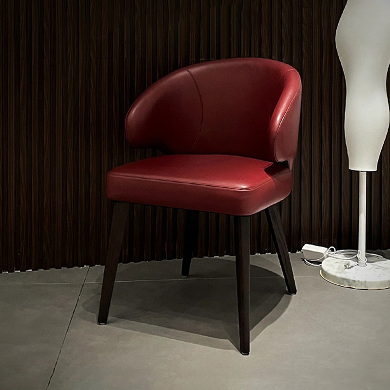 戎匠轻奢餐椅家用简约现代皮艺酒店意式洽谈椅咖啡厅休闲靠背椅子